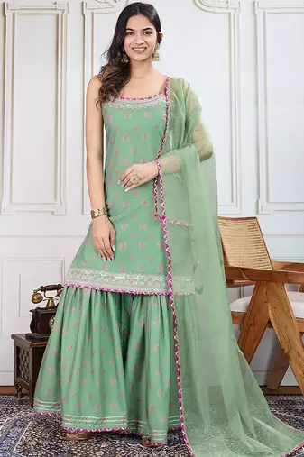 Printed Kurti Sharara With Dupatta