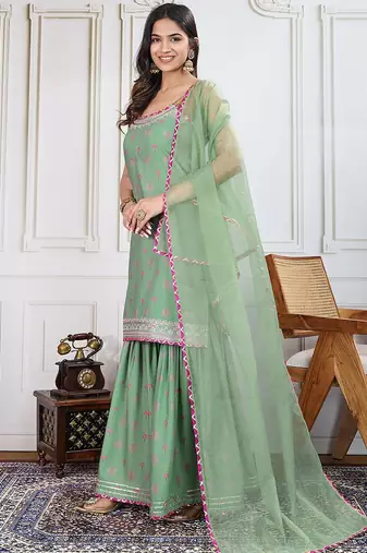 Printed Kurti Sharara With Dupatta