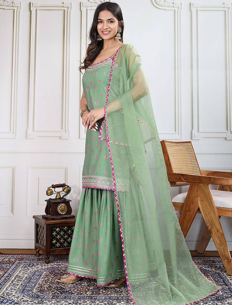 Printed Kurti Sharara With Dupatta