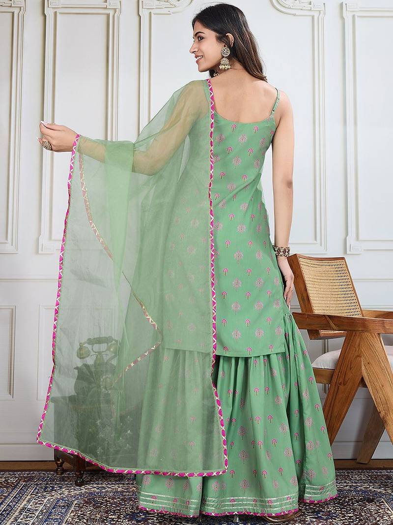 Printed Kurti Sharara With Dupatta