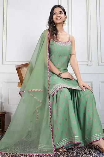 Printed Kurti Sharara With Dupatta