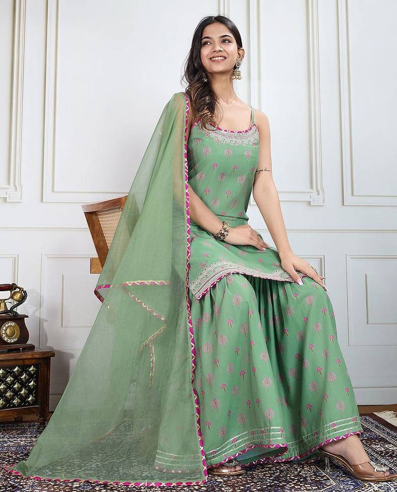 Printed Kurti Sharara With Dupatta