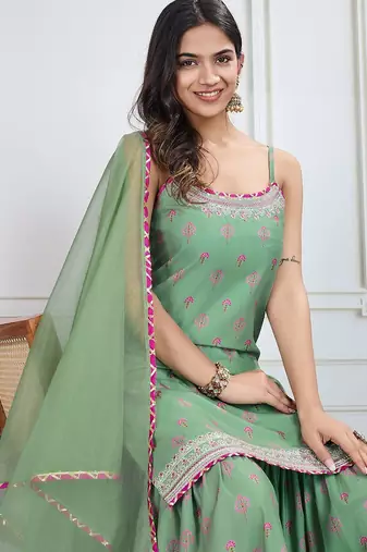 Printed Kurti Sharara With Dupatta