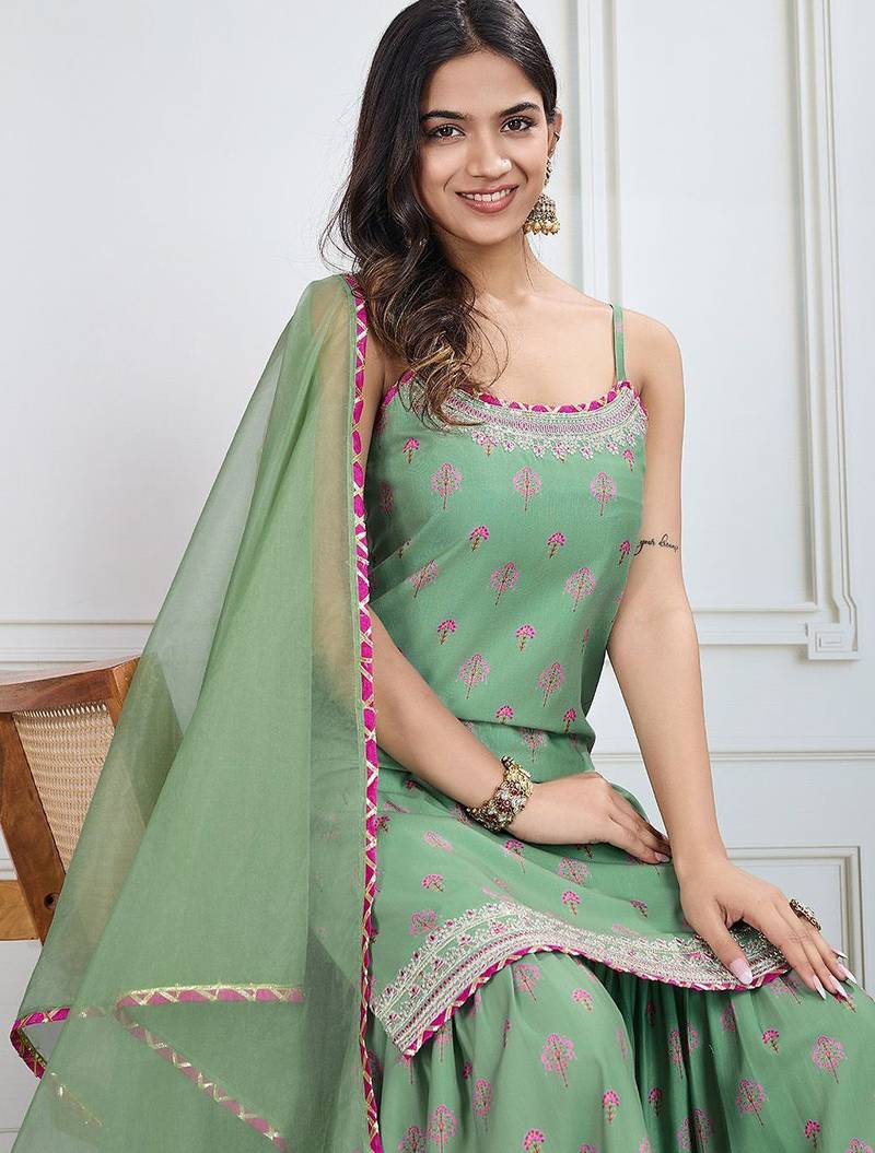 Printed Kurti Sharara With Dupatta