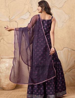 Floral Printed Sleeveless Kurta with Sharara With Dupatta 4