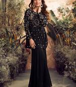 Floral Embroidered Pleated Thread Work Georgette A-Line Kurti With Sharara