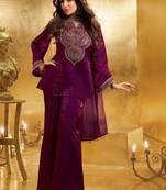 Women Floral Zari Embroidered Yoke Design Crushed Organza Kurta Set with Dupatta