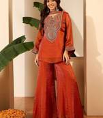 Women Floral Zari Embroidered Yoke Design Kurta Set with Dupatta