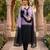 Lavender & black crepe silk beads sequence kurta pant set with dupatta