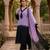Lavender & black crepe silk beads sequence kurta pant set with dupatta