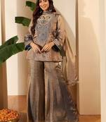 Women Floral Zari Embroidered Yoke Design Kurta Set with Dupatta