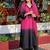 Pink & black crepe silk beads sequence kurta pant set with dupatta