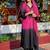 Pink & black crepe silk beads sequence kurta pant set with dupatta