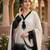 White & black crepe silk beads sequence kurta pant set with dupatta