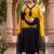 Yellow & black crepe silk beads sequence kurta pant set with dupatta