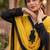 Yellow & black crepe silk beads sequence kurta pant set with dupatta