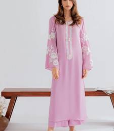 Pink chanderi silk sequence embroidery kurta pant set
