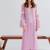 Pink chanderi silk sequence embroidery kurta pant set