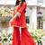 Red Embroidered Kurta with Bell Palazzo Set