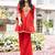 Red Embroidered Kurta with Bell Palazzo Set