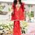 Red Embroidered Kurta with Bell Palazzo Set