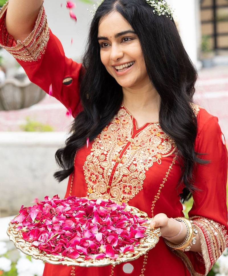 Red Embroidered Kurta with Bell Palazzo Set