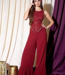Embordered Top With Palazoo Indo western Set
