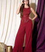 Embordered Top With Palazoo Indo western Set
