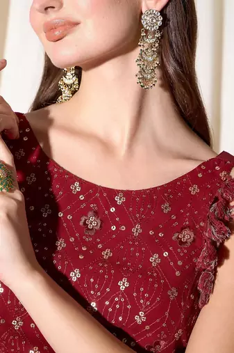 Embordered Top With Palazoo Indo western Set