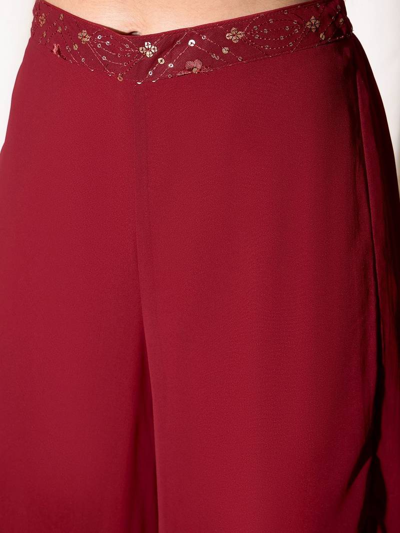 Embordered Top With Palazoo Indo western Set