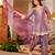 Onion pink frendy silk embroidery kurta patiala set with organza dupatta