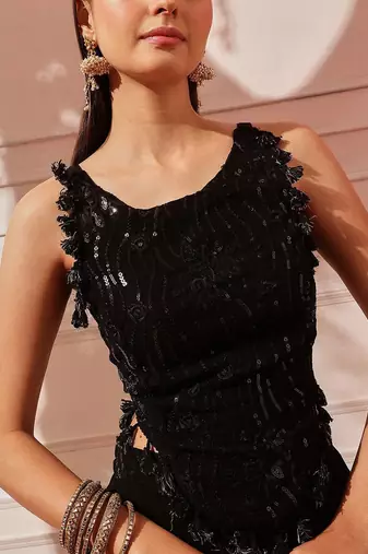 Bling & Sparkly Embellished Top with Palazzos Indo western set 