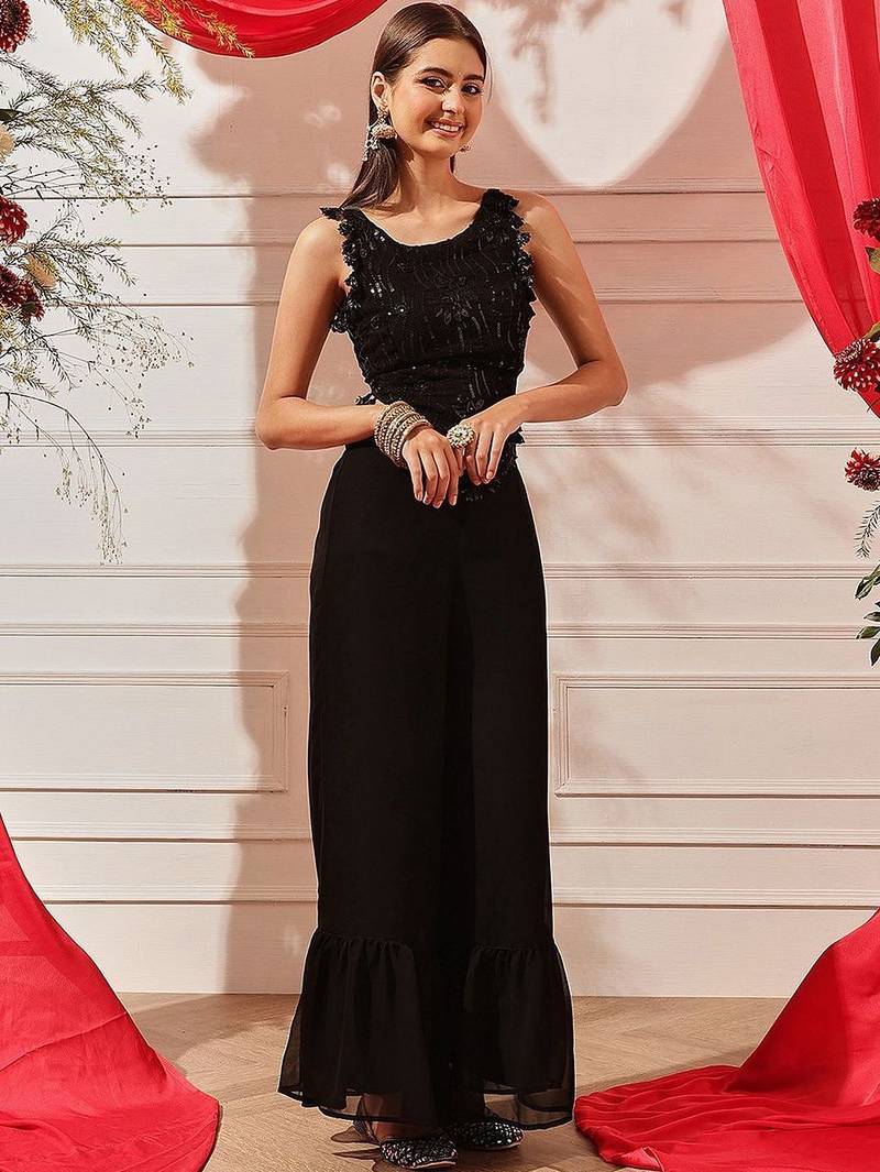 Bling & Sparkly Embellished Top with Palazzos Indo western set 