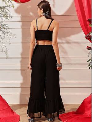 Bling & Sparkly Embellished Top with Palazzos Indo western set  6