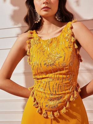 Embellished Top with Palazzos indo western set  2