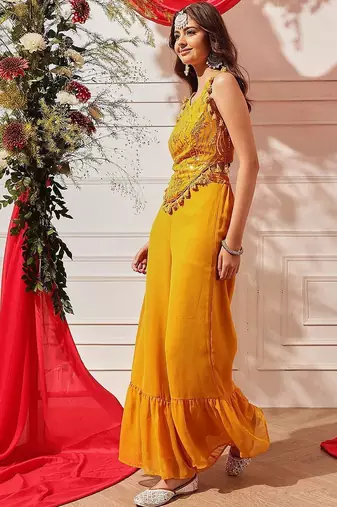 Embellished Top with Palazzos indo western set 