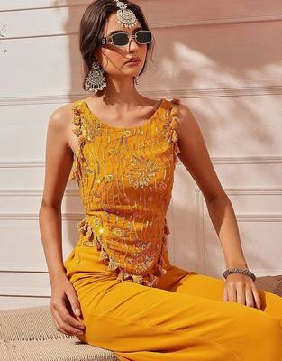 Embellished Top with Palazzos indo western set  5
