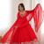 Red Embroidered Georgette Anarkali Suit Set with Pant and Dupatta