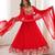 Red Embroidered Georgette Anarkali Suit Set with Pant and Dupatta