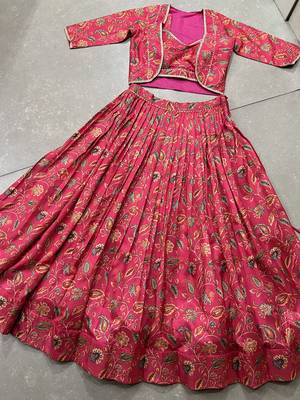 pink Women's Tussar silk blend blend With Floral Printed And Foil Cord-Set 8