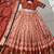 orange batik printed dola silk lehenga choli dupatta