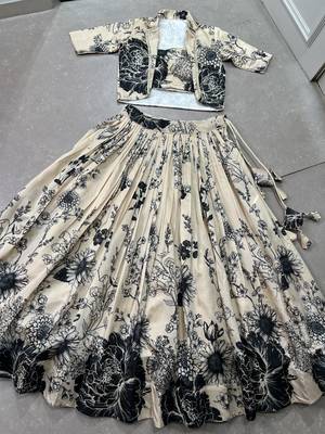 cream Women's Tussar Silk With Floral Print Cord-Set 7
