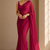 Cherry maroon ready to drape saree with unstitched blouse
