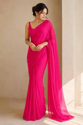 Rani ready to drape saree with unstitched blouse 1