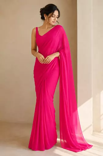 Rani ready to drape saree with unstitched blouse