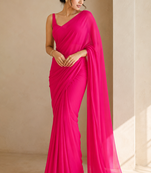 Rani ready to drape saree with unstitched blouse
