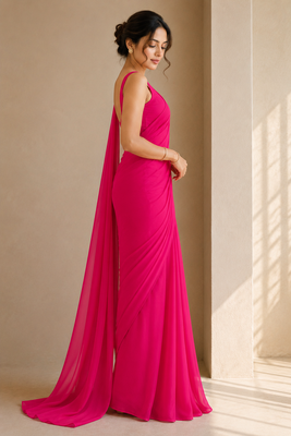 Rani ready to drape saree with unstitched blouse 2