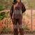 Brown embroidered pure cotton straight co-ord set