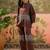 Brown embroidered pure cotton straight co-ord set