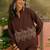 Brown embroidered pure cotton straight co-ord set